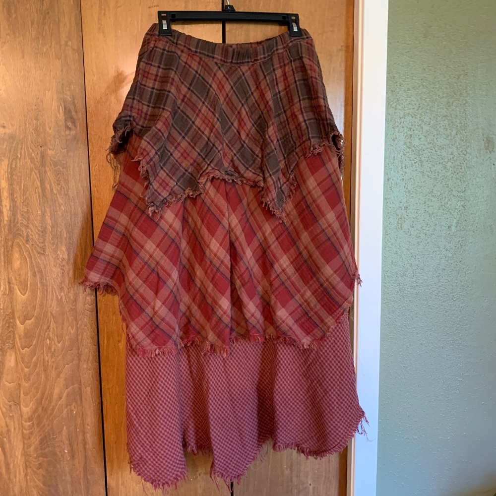Free people 3 tiered flannel maxi skirt